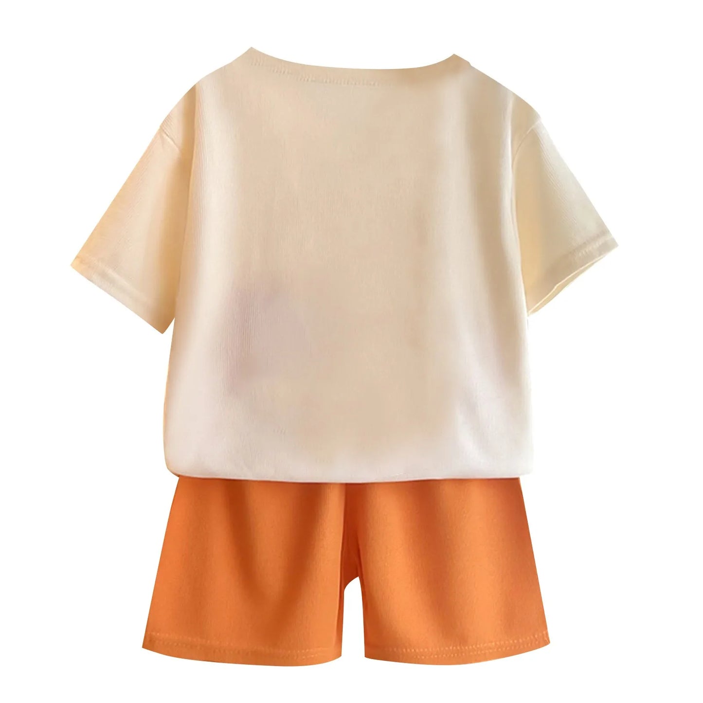Children Boys 2pcs Tracksuits Cotton Bear Printed Short Sleeves+Shorts Kids Boys Outfits Loose Round Collar Little Boys Tee Suit