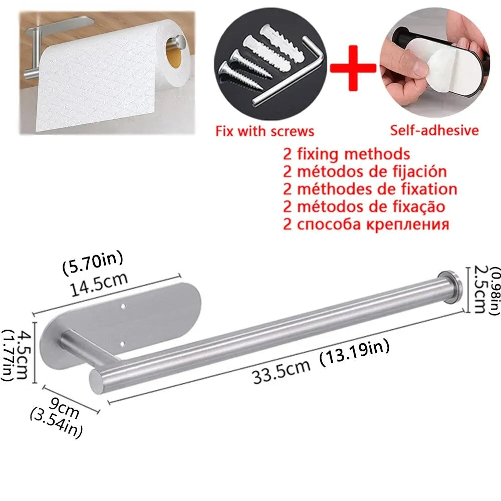 Adhesive Kitchen Paper Towel Holder – Wall-Mount Tissue & Roll Dispenser