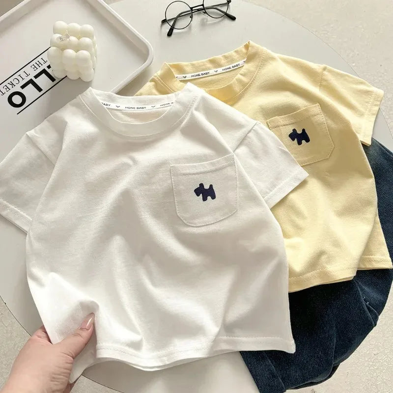 Children's Soft Cotton T-shirt Cotton Boys Summer Baby Boys and Girls New Clothing Girls Loose Casual Blouse Half-sleeved