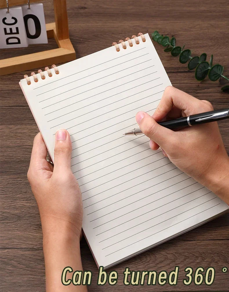 A5 60 Sheets Planner Thick Notebook Spiral Binding Loose-leaf Notebooks with Lines Pages for School Office Stationery Supplies