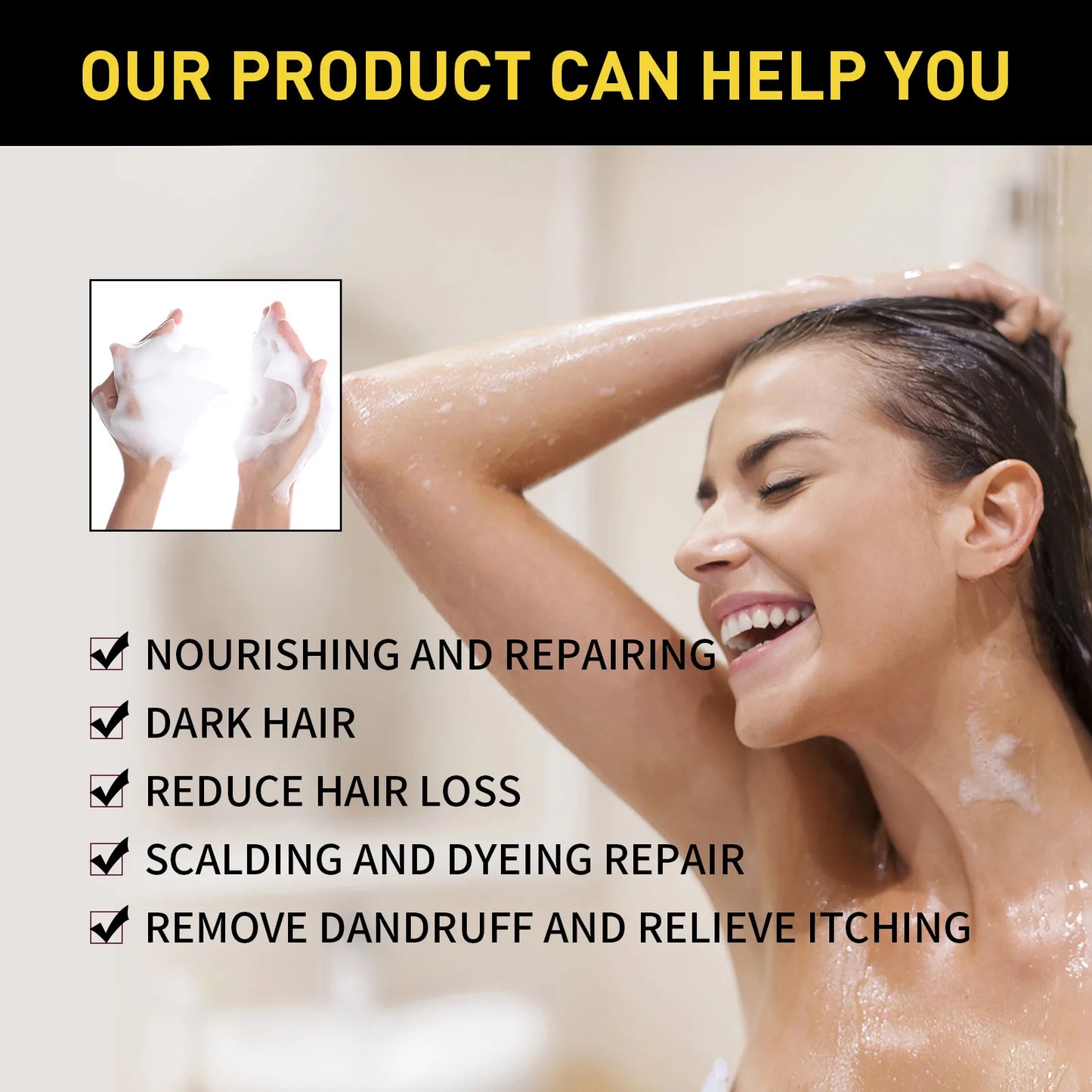 EELHOE 100ml Natural Plant Hair Dye Shampoo 3 in 1 Hair Color Shampoo for Gary Hair Quick Dark Black And Women Men Grey Coverage