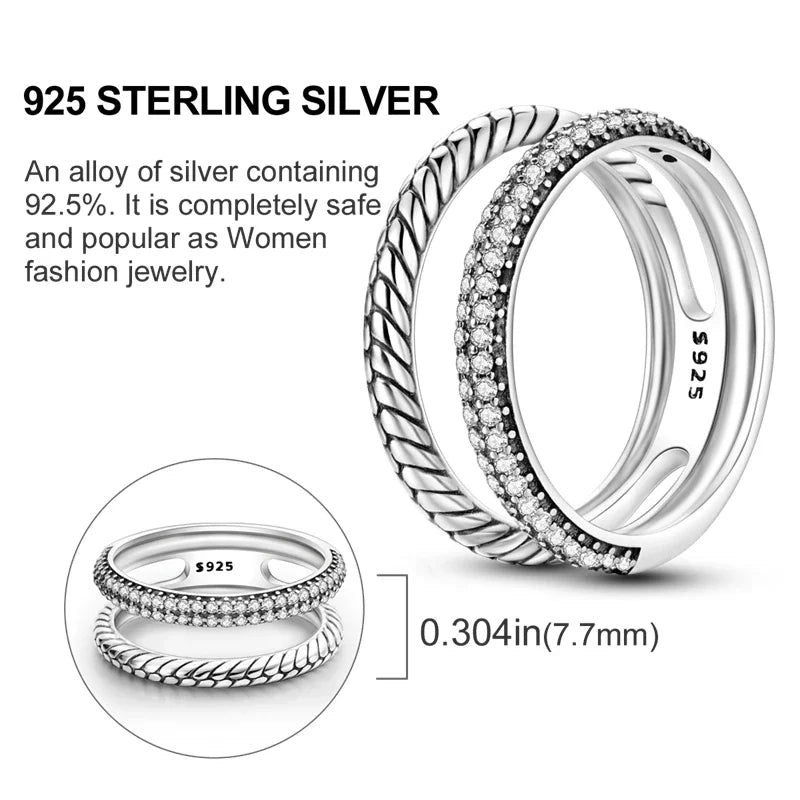 925 Silver Zircon Star Geometric Ring – Romantic Engagement Jewelry