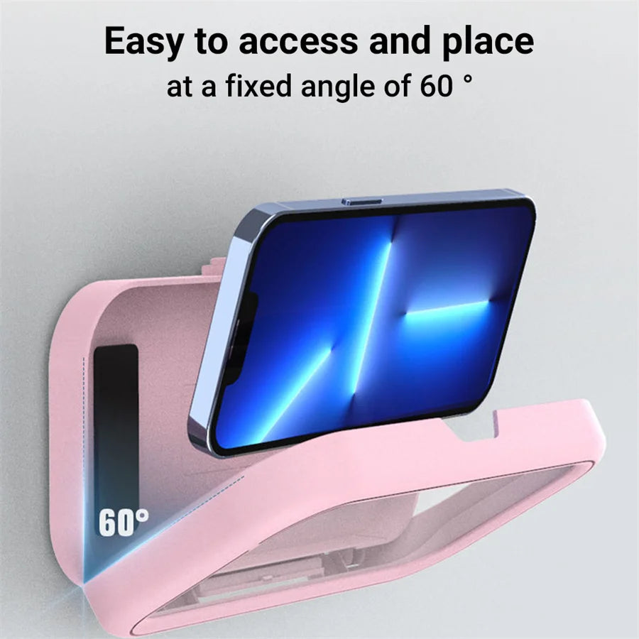 Waterproof Shower Phone Holder Rotation Angle Adjustable Telescoping Wall Mount Phone Holder for Bathroom Kitchen Bracket Stand