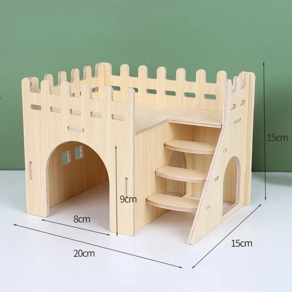 New Wooden Hamster Villa Chewable Easy to Install Platform House Durable Cage Accessories Hamster Climb Pet Supplies