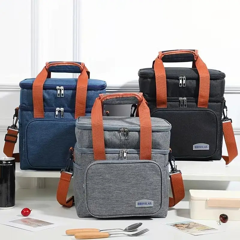 Double-Layer Insulated Tote Bag – Large Capacity Thermal Bag for Picnic & Work