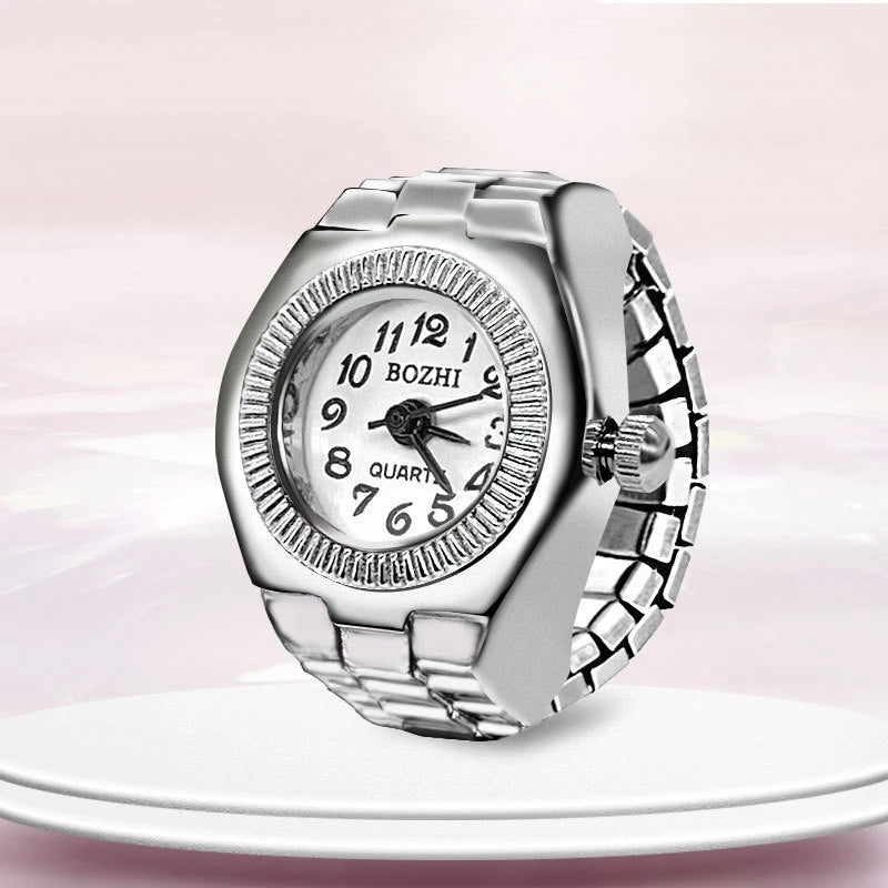 Vintage Y2K Finger Watch Rings for Women Men Elastic Stretchy Roman Quartz Mini Watches Rings Punk anillos Gift