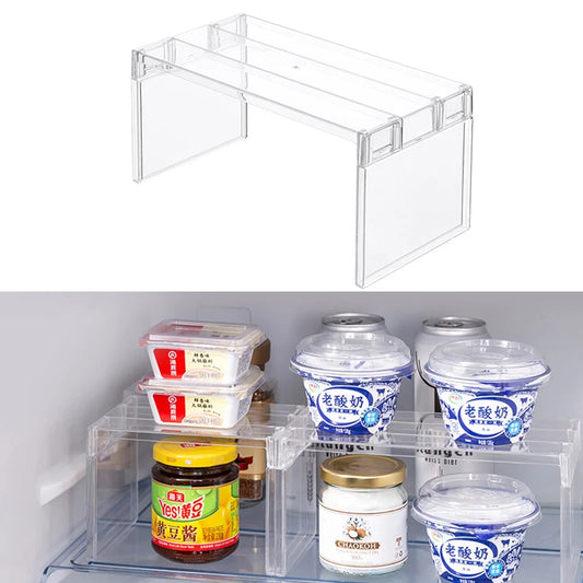 Fridge Storage Rack & Layered Separator Shelves – Transparent Space-Saving Organiser