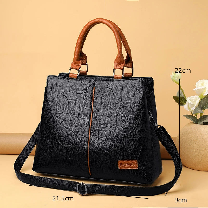 PU Leather Large Capacity Luxury Tote Shoulder Bag – Women's Travel Handbag
