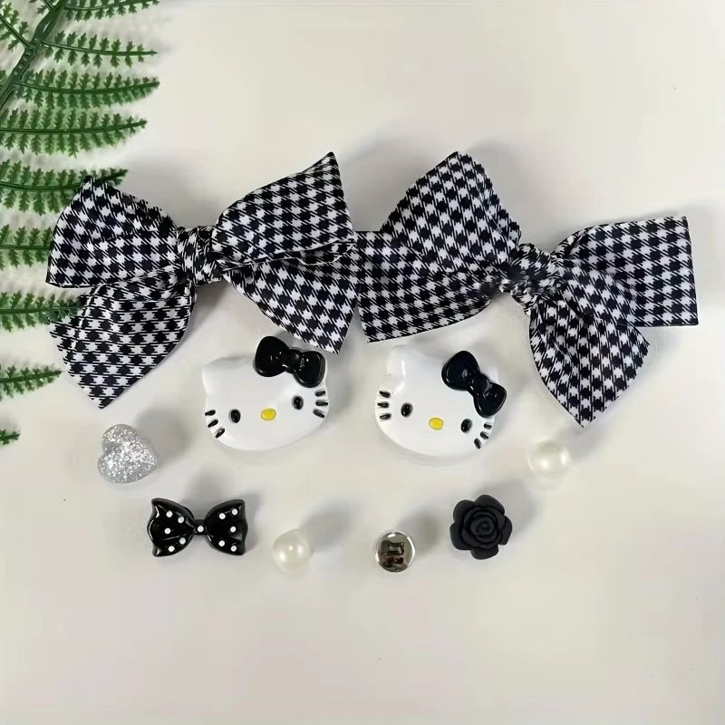 Hello Kitty Series Shoes Charms Bow Cartoon Anime Shoe Flowers For Clogs Sandals Diy Decoration Xmas Party Gifts Favors
