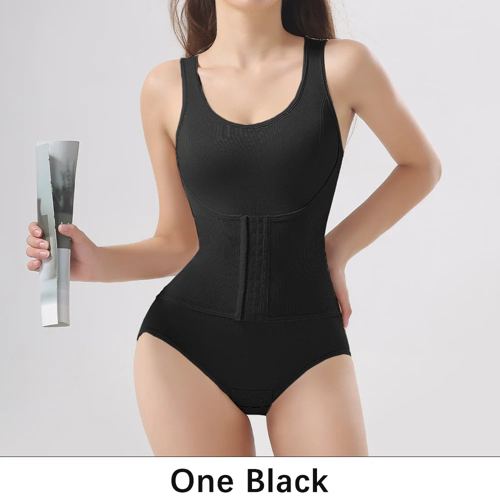 Women's Zippered Bodysuit Shapewear – Tummy Control Waist Trainer Corset Top