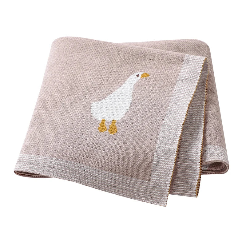 Baby Cotton Blanket Cartoon Goose Knitted Newborn Boys Girls Swaddle Wrap Plaid for Stroller Bedding 90*70cm Infant Sleeping Mat