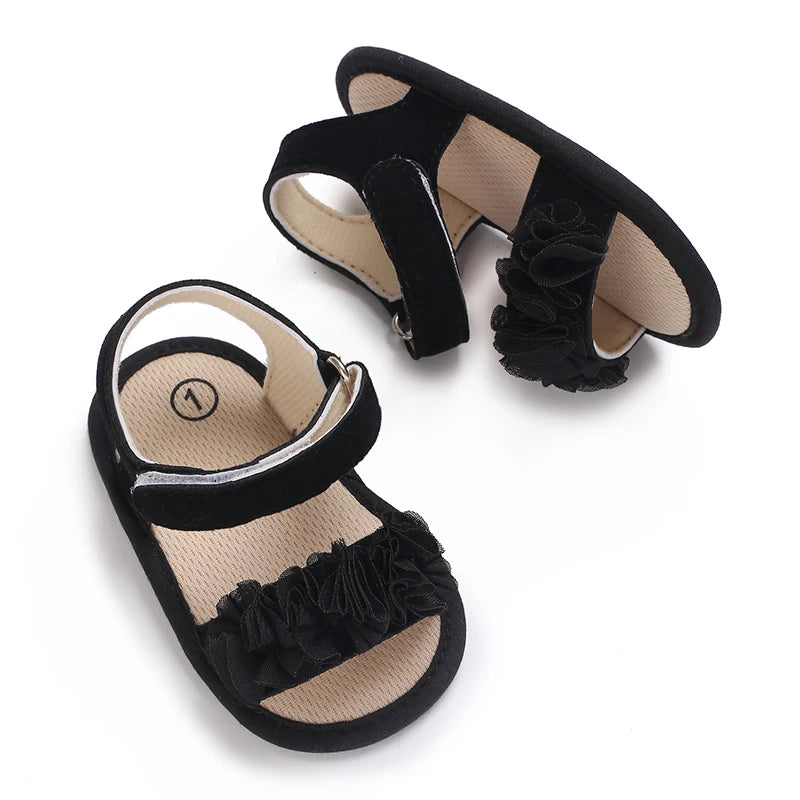 Baby Girls Sandals Soft Sole Summer Infant Wedding Dress Flat Shoes Beach Sandal Newborn Crib Shoes First Walkers