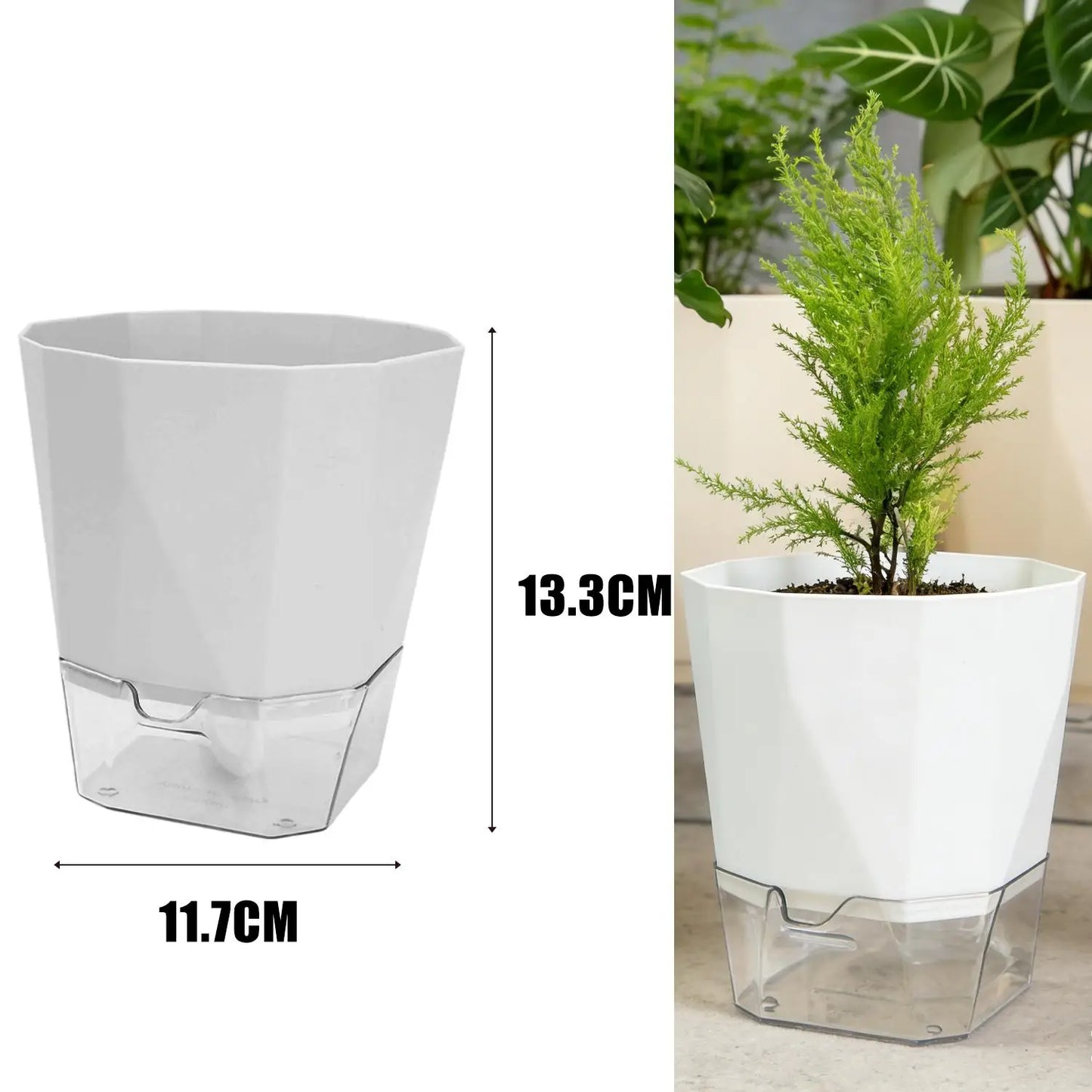 Self-Watering Plant Pot with Clear Reservoir – Breathable Indoor Planter