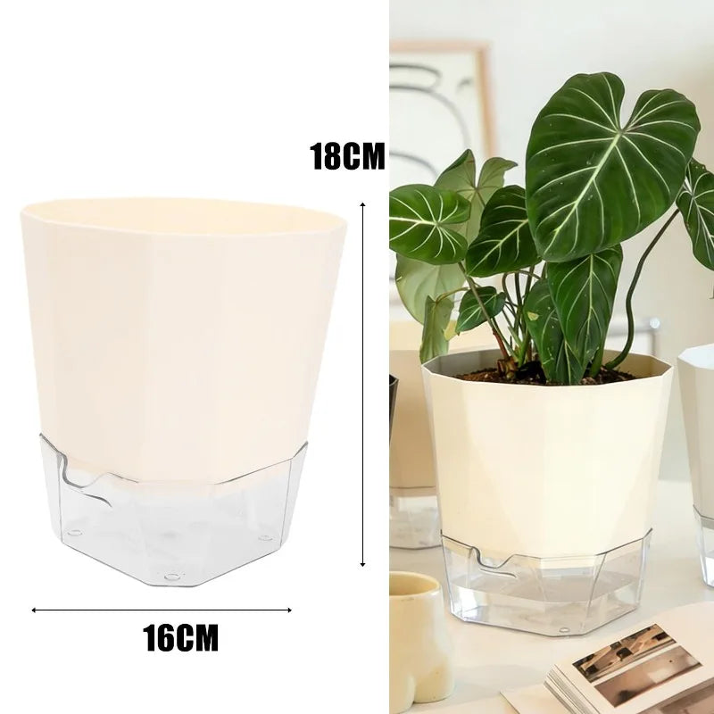 Self-Watering Plant Pot with Clear Reservoir – Breathable Indoor Planter