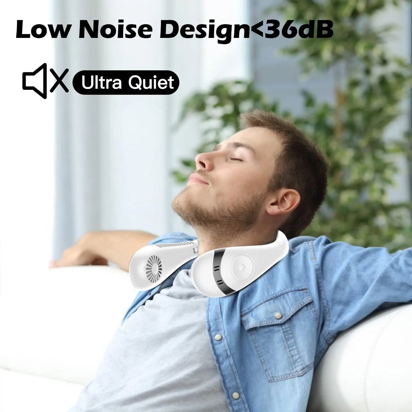 5000mAh Bladeless Neck Fan – USB Rechargeable Foldable Wearable Cooling Fan