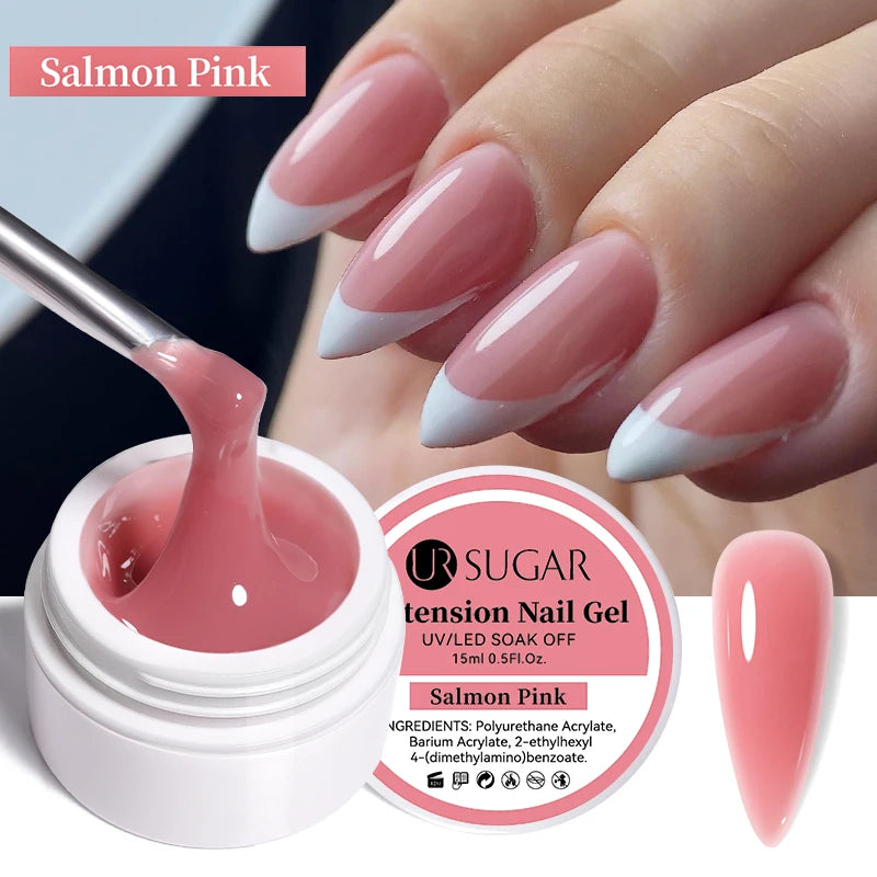 UR SUGAR 15ml Box Extension Nail Gel Jelly Pink White Clear UV Gel Hard Gel Extension Gel Nails Finger French Nail Art Manicure