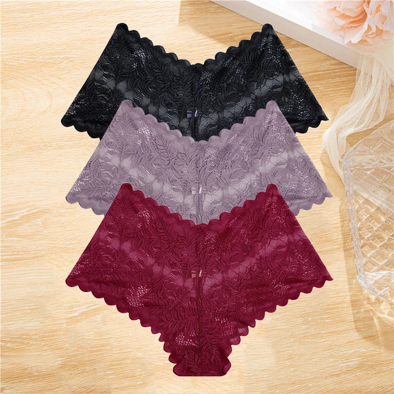 3-Pack Women's Lace Floral Boyshort Panties – Low-Rise Breathable Underwear