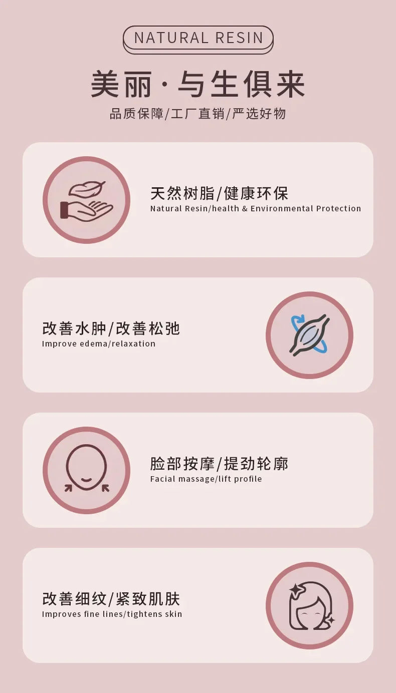 Gua Sha Massage Board for Face – Rose Pink Facial Scraper for Neck & Body