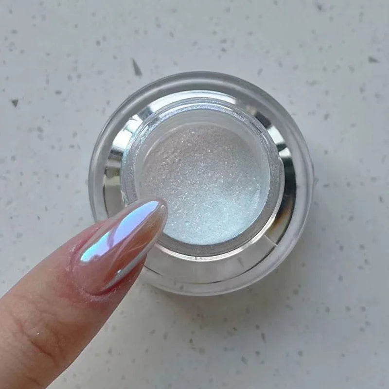 Aurora Chrome Nail Powder – High-Gloss Moonlight Mirror Pearl Glitter Pigment