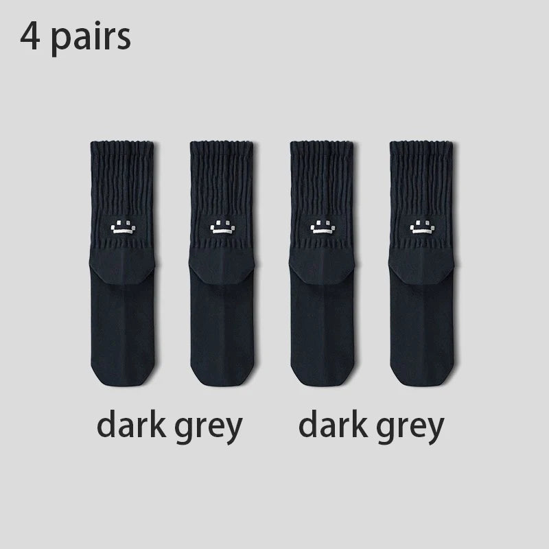 4 Pairs Men's Cotton Work Socks Cushioned Long Running Breathable Ankle Crew Socks  Casual Socks for Men Cycling socks