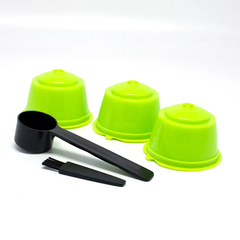 Reusable Dolce Gusto Coffee Capsule Filters – Set of 3 with Spoon & Brush