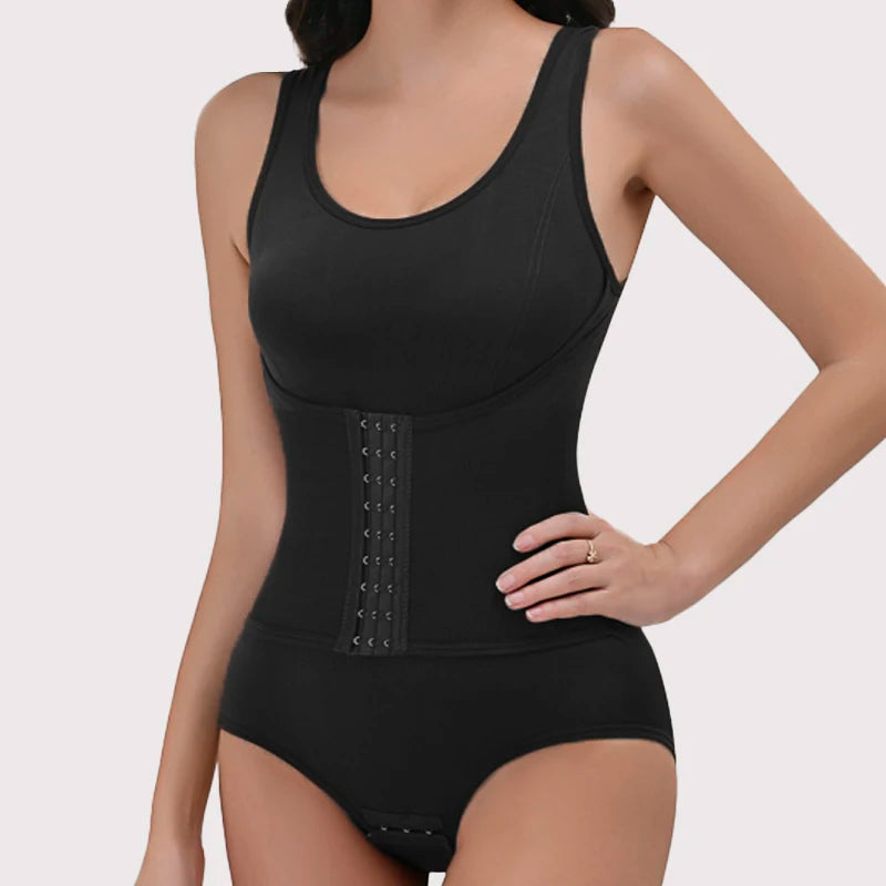 Double-Breasted Tummy Control Bodysuit – Postpartum Slimming Waist Trainer Corset