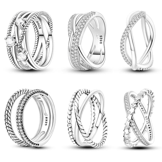 925 Silver Zircon Star Geometric Ring – Romantic Engagement Jewelry