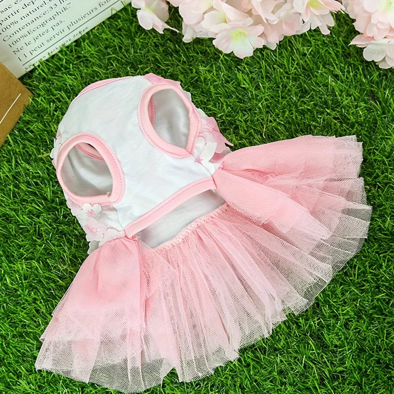 Floral Princess Dog Dress, Flower Puppy Apparel For Mini To Medium Dogs, Breathable And Soft, Perfect For Outings