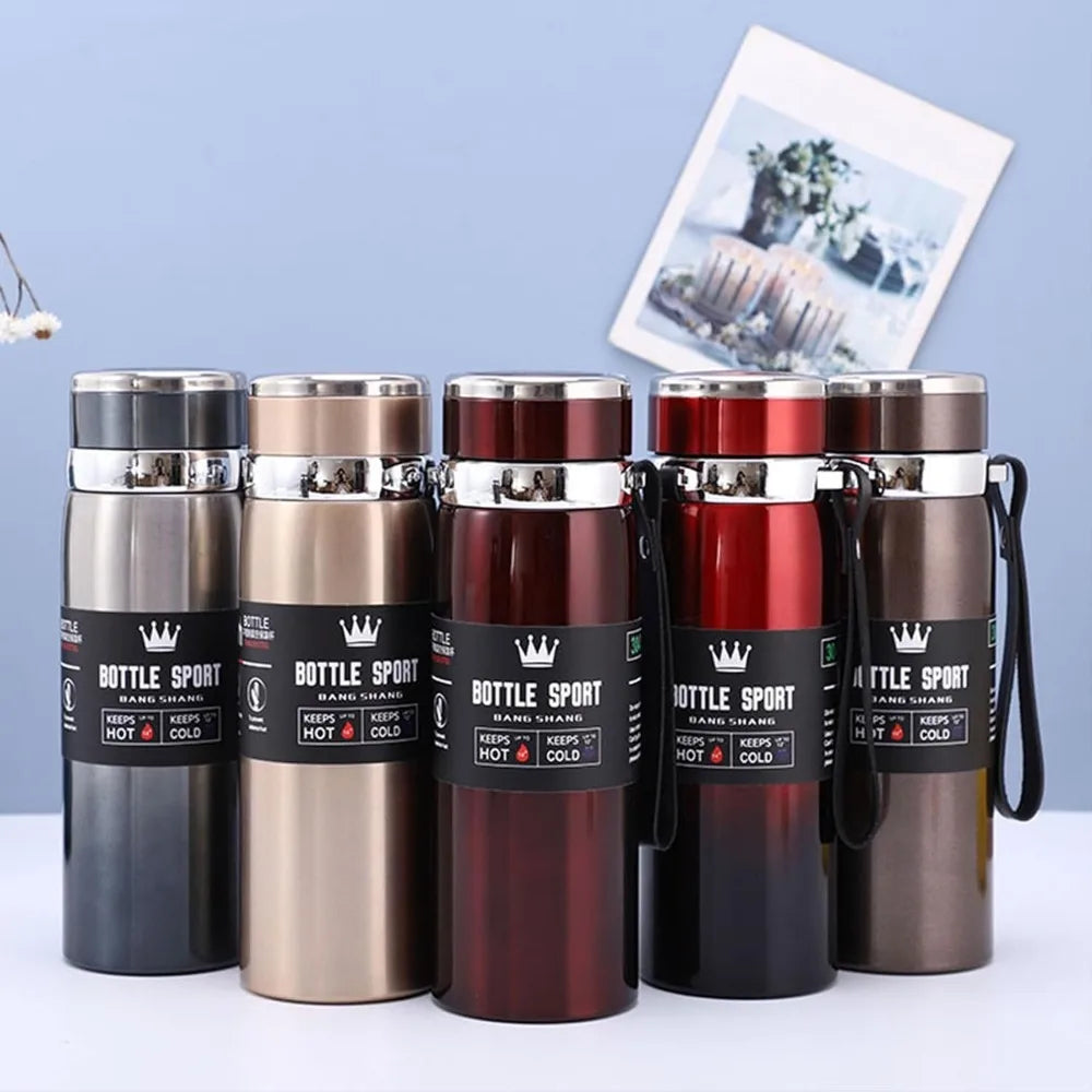 1L Stainless Steel Thermos Vacuum Double Layer Insulated Stainless Steel Water Bottle Can Store Hot and Cold Water Metal Kettle