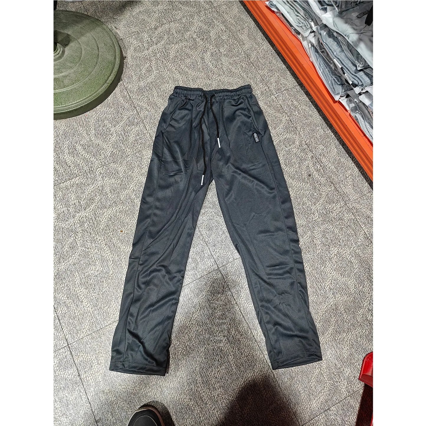 Men Fast Dry Stretch Pants Ice Silk Trousers Solid Color Mid-Waist Loose Breathable Straight-Leg Casual Pants Thin Sports Pants