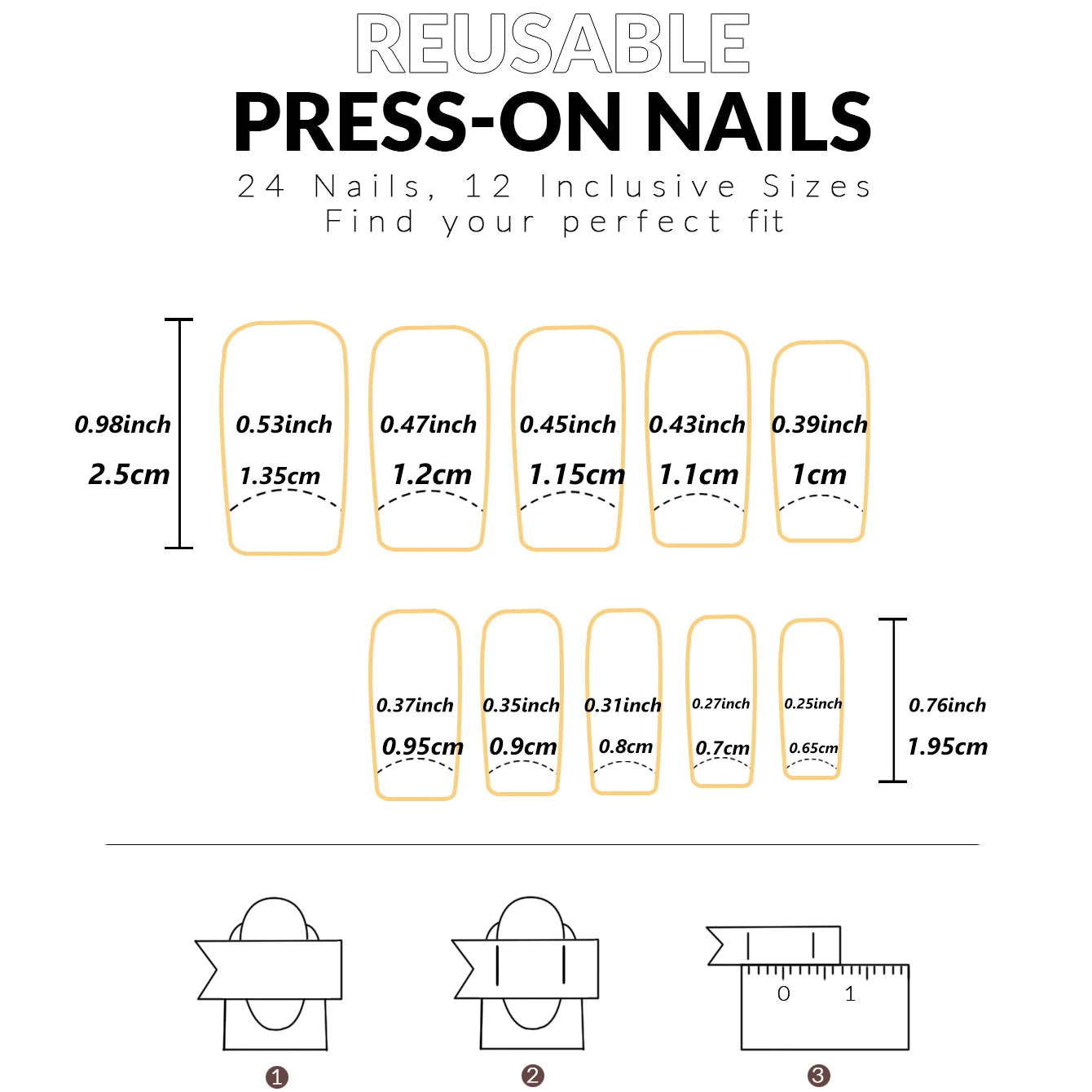 24 PCs Short Square French Heart Simple Nails with 1 Jelly Glue and 1 Nail File