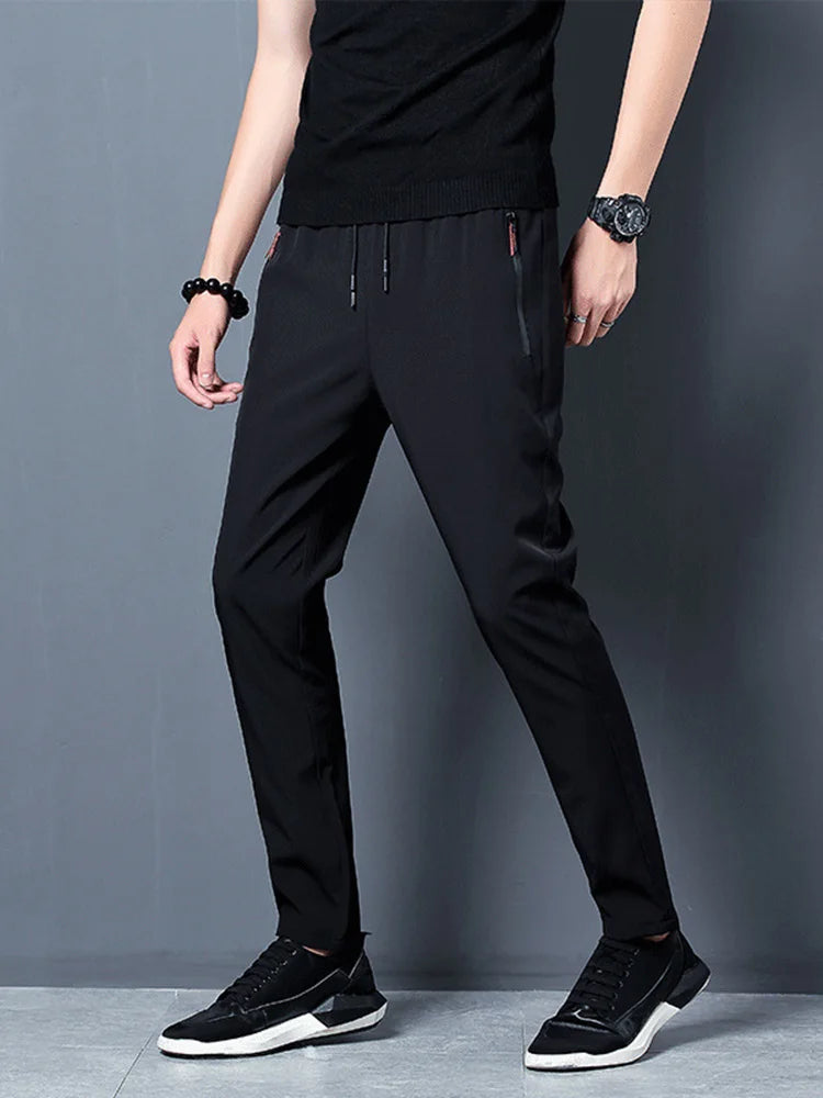 Summer hot selling men's ice silk quick drying casual pants slim fit ice silk sports pants straight tube quick drying