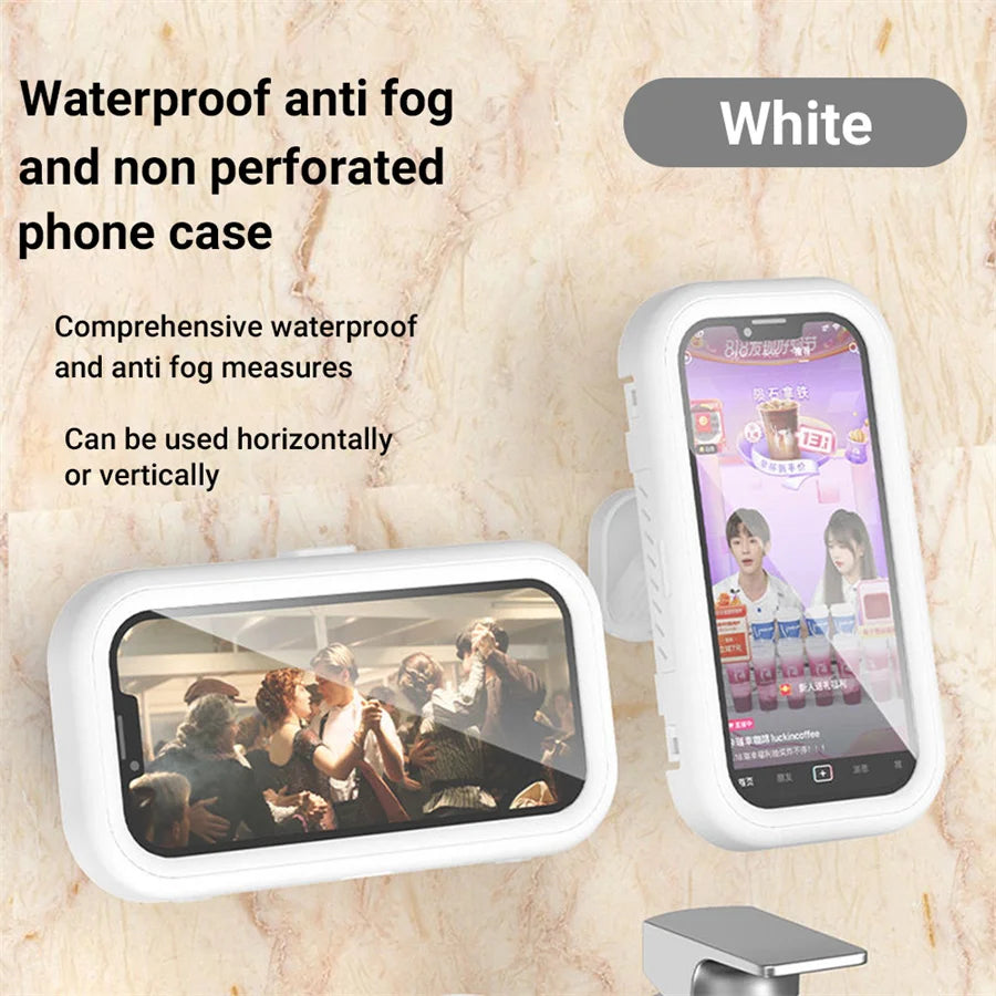 Waterproof Shower Phone Holder Rotation Angle Adjustable Telescoping Wall Mount Phone Holder for Bathroom Kitchen Bracket Stand