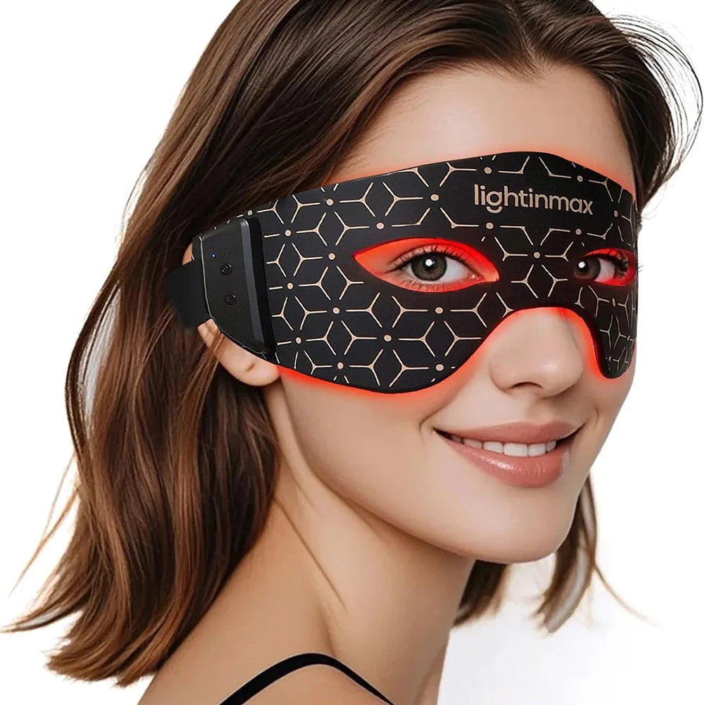 Red Light Eye Mask 630NM 850NM LED Eye Red Light Therapy Eye Mask with 5Modes Massager for Relieve Eye Bag Dark Circle Puffiness