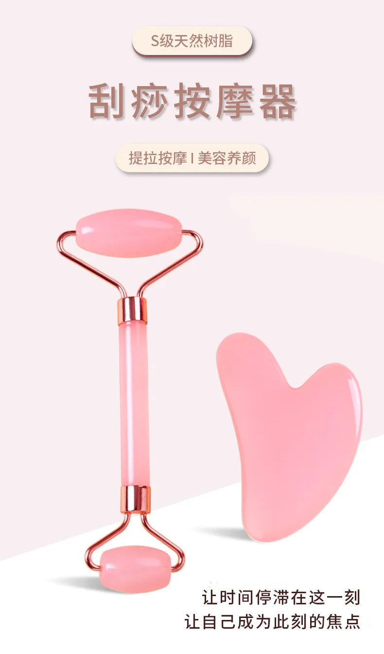 Gua Sha Massage Board for Face – Rose Pink Facial Scraper for Neck & Body