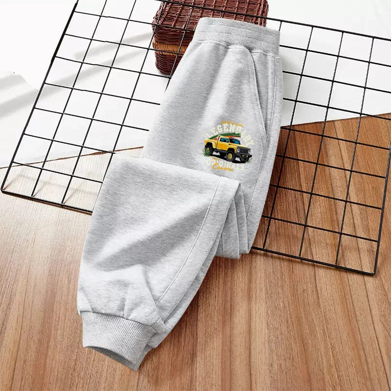 Monster Truck Sports Trousers for Little Boys SUV Car Cartoon Long Pants Children Cotton Sweetpants 3-14T GSKC1
