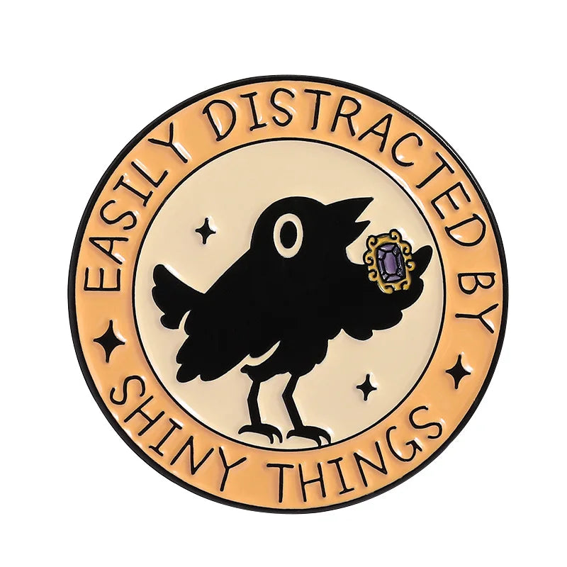 Cute Black Crow Metal Enamel Pin Brooches Bag Lapel Pins Cartoon Badges on Backpack Accessories Decorative Jewelry Gifts