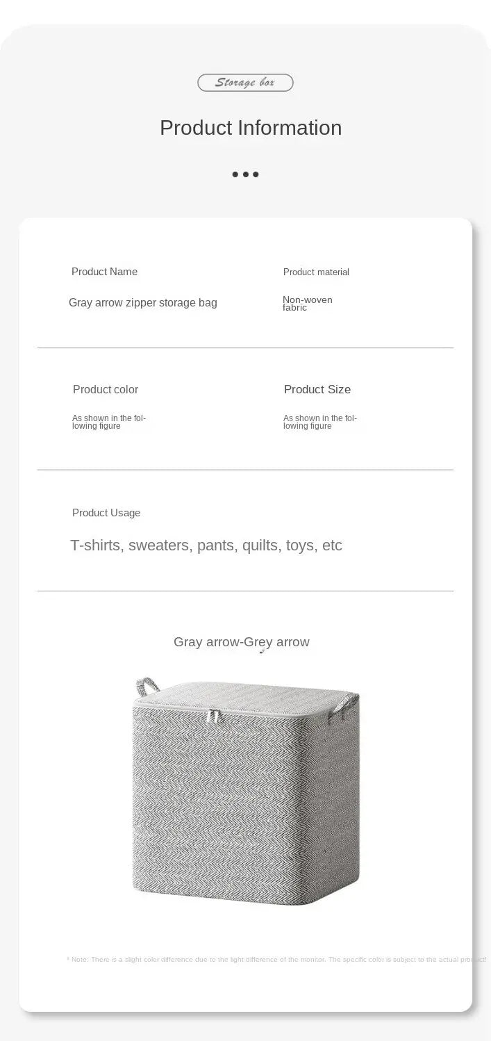 Large Capacity Non-Woven Storage Bag – Wardrobe Organiser for Quilts & Clothing