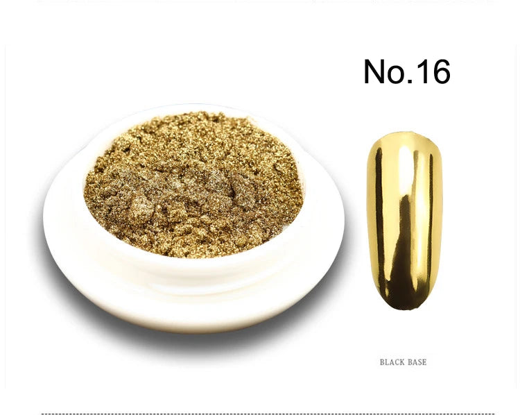 Chrome Mirror Nail Powder – Holographic Laser Silver & Gold Glitter Pigment