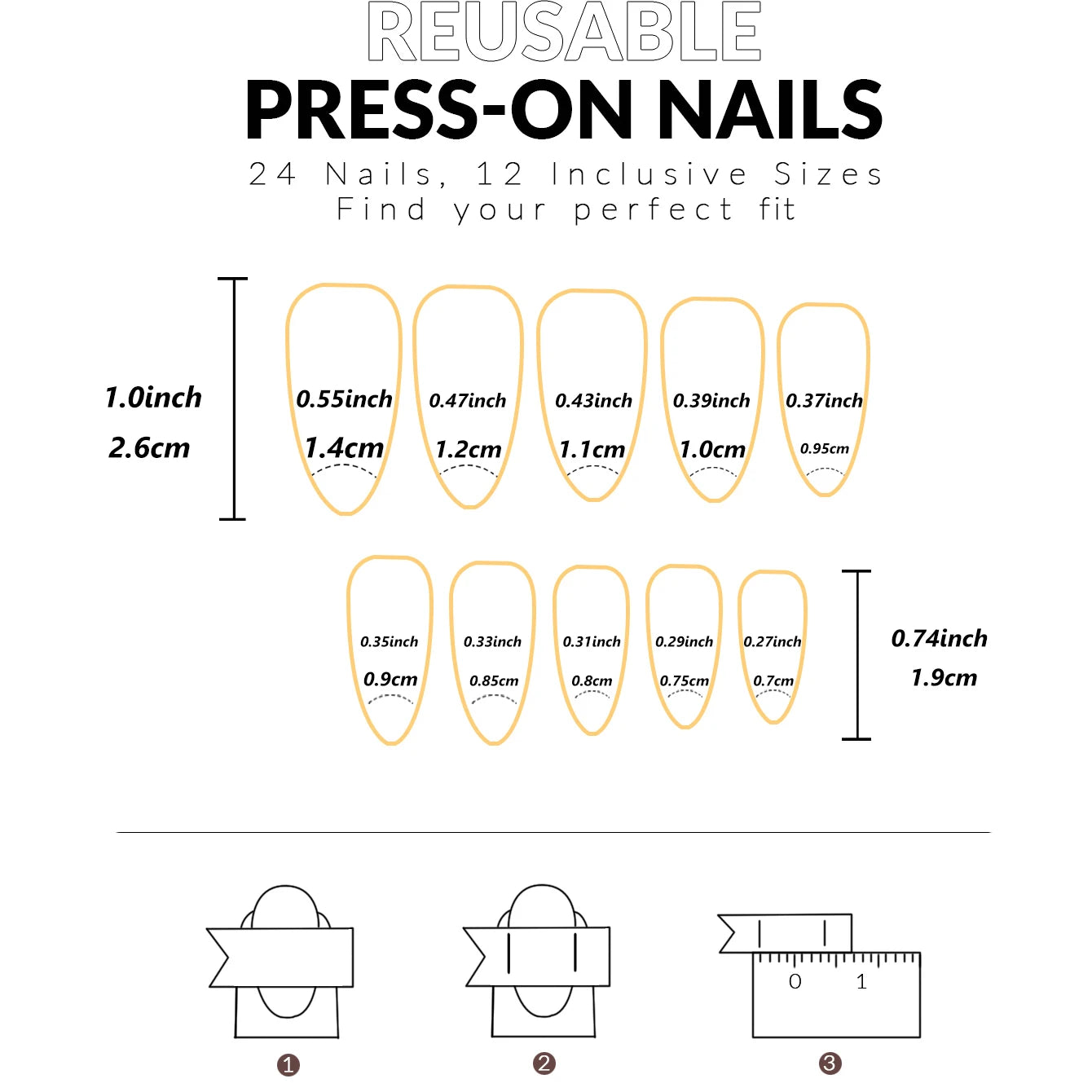24 PCs Short Square French Heart Simple Nails with 1 Jelly Glue and 1 Nail File
