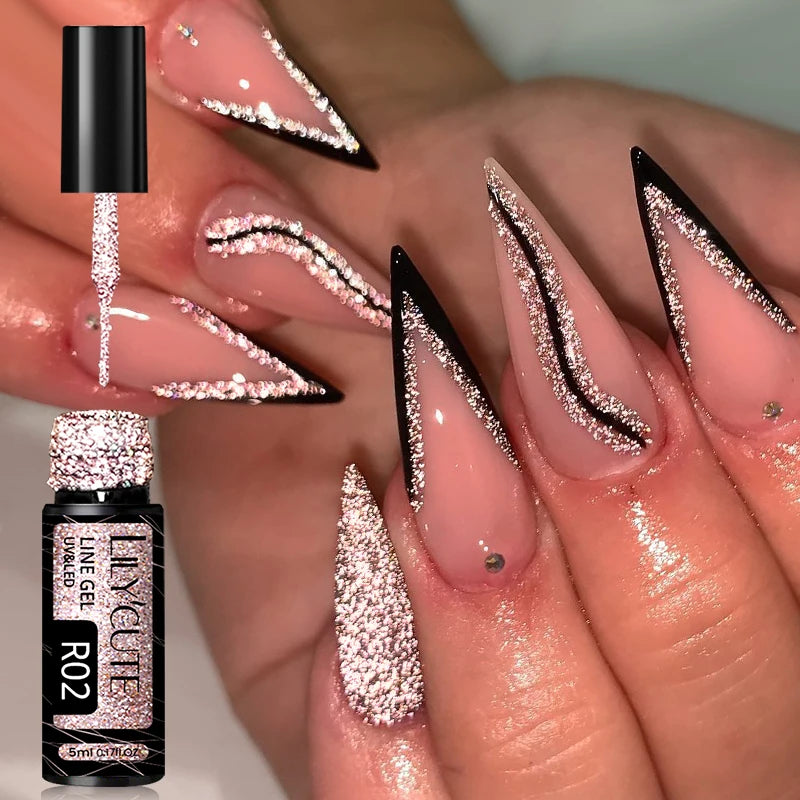 Silver Metallic Gel Nail Polish Liner – Super Bright Mirror Pull Line Art Pen