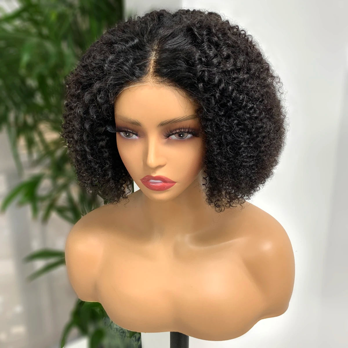 Kinky Curly Bob Wig – 180% Density 4x4 Lace Front Human Hair Afro Bob Wig for Women