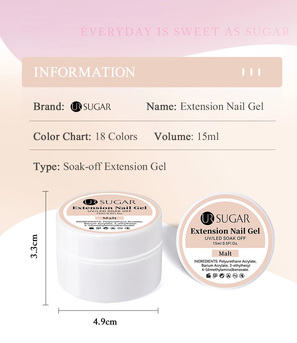 UR SUGAR 15ml Box Extension Nail Gel Jelly Pink White Clear UV Gel Hard Gel Extension Gel Nails Finger French Nail Art Manicure