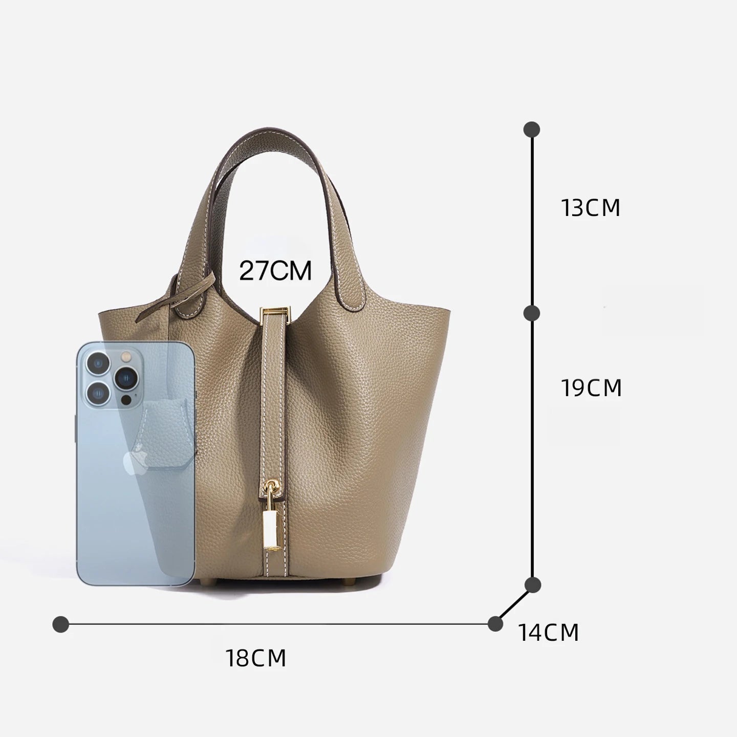 MENDY Genuine Leather Bucket Bag – Premium Large Tote Handbag for Women