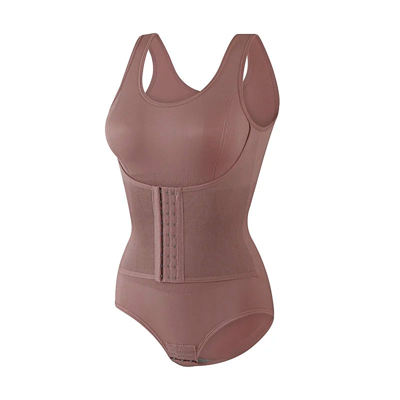 Double-Breasted Tummy Control Bodysuit – Postpartum Slimming Waist Trainer Corset