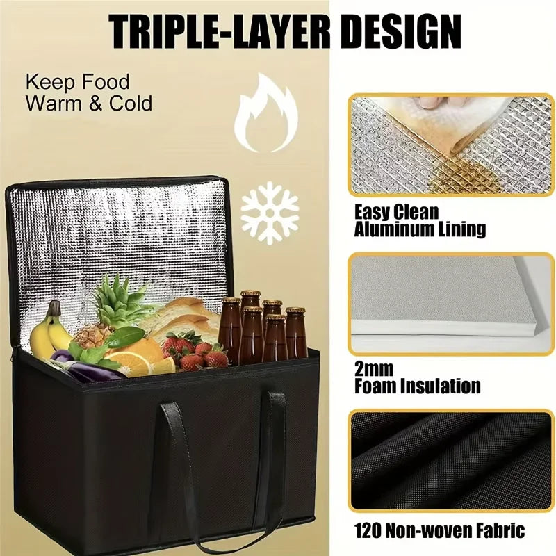 18L–35L Large Insulated Delivery Tote Bag – Thermal Cooler for Shopping & Camping
