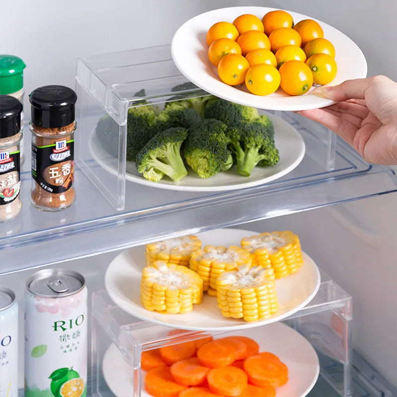 Fridge Storage Rack & Layered Separator Shelves – Transparent Space-Saving Organiser