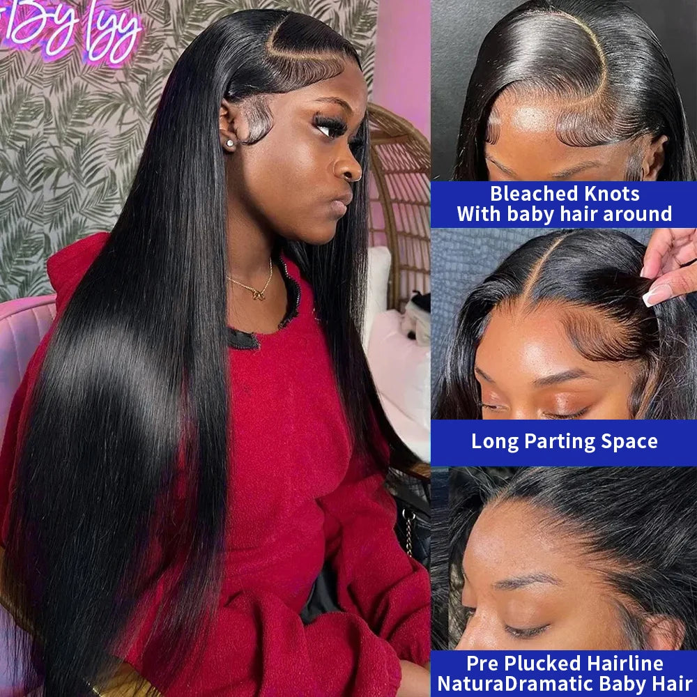 Vietnamese Raw 13X4 Lace Front Wigs For Black Women Remy 30 40 Inch Pre Plucked Bone Straight Human Hair Wigs 13X6 Hd Lace Frontal Wigs