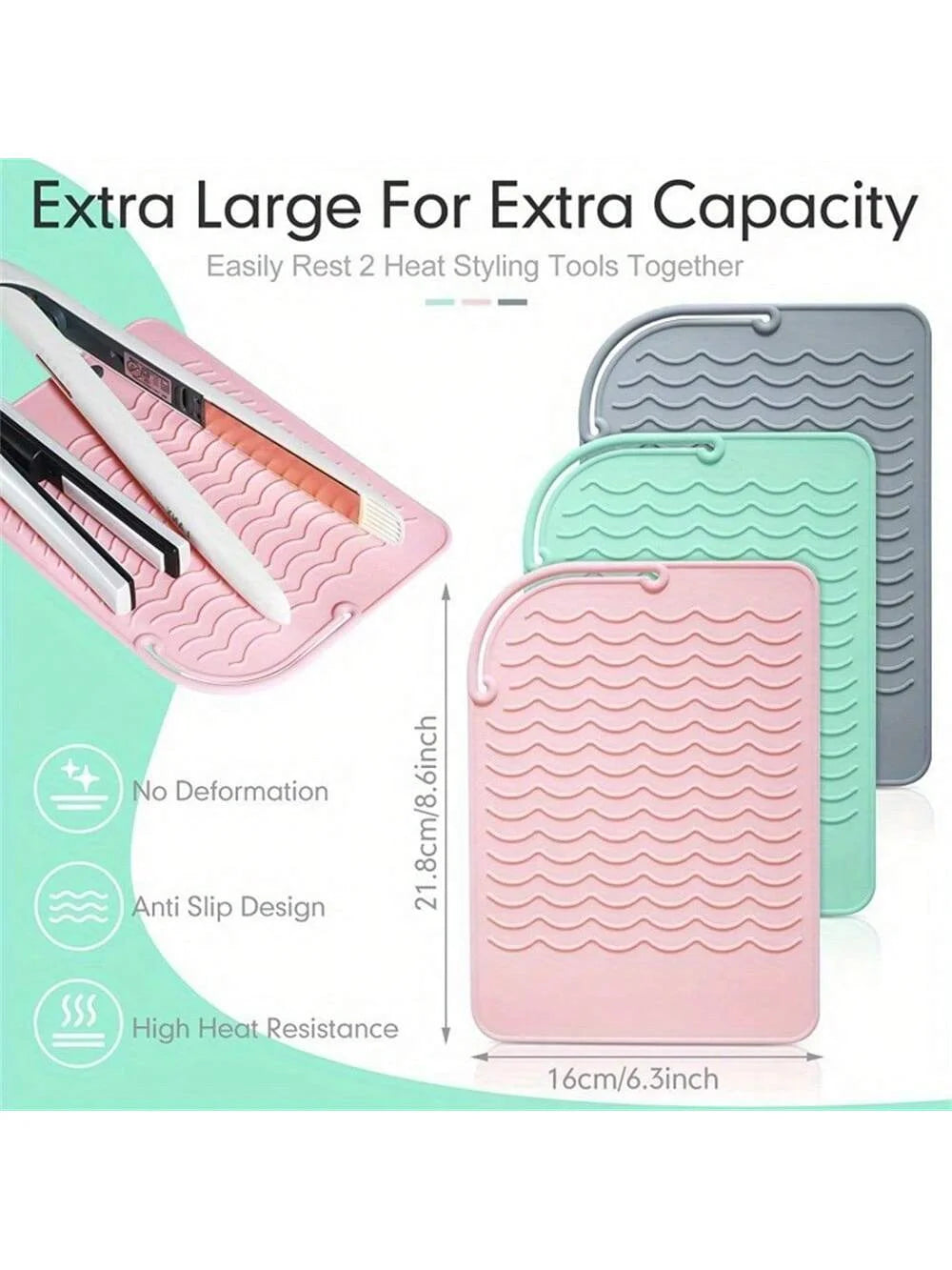 Heat-Resistant Silicone Mat for Hair Tools – Flat Iron, Curler & Straightener Pad