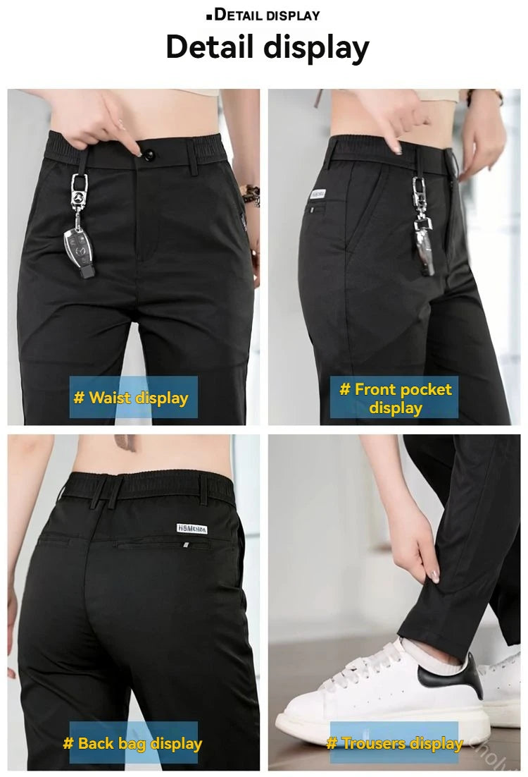 2026 Men's Ice Silk Straight Leg Thin Breathable Casual Pants Summer Business Long Trousers Fashionable Versatile Lightweight